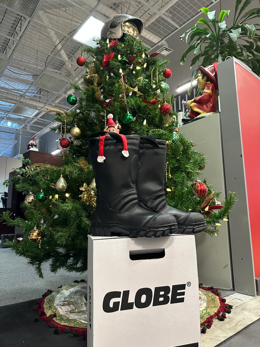 AJStoneCompany's tweet photo. Our AJ Stone Elf is back for Day 3 of our 7 Days of Christmas! He peeked out from behind the branches and couldn’t resist another fire-ready essential.

Today he’s checking out the GLOBE Shadow XF Leather Boots — rugged, durable leather boots built to stand up to the toughest calls while keeping your feet protected and comfortable all shift long!

Check them out on our website: https://t.co/DZzEUiLJPu

#AJStoneChristmas #AJSBehindTheScenes
