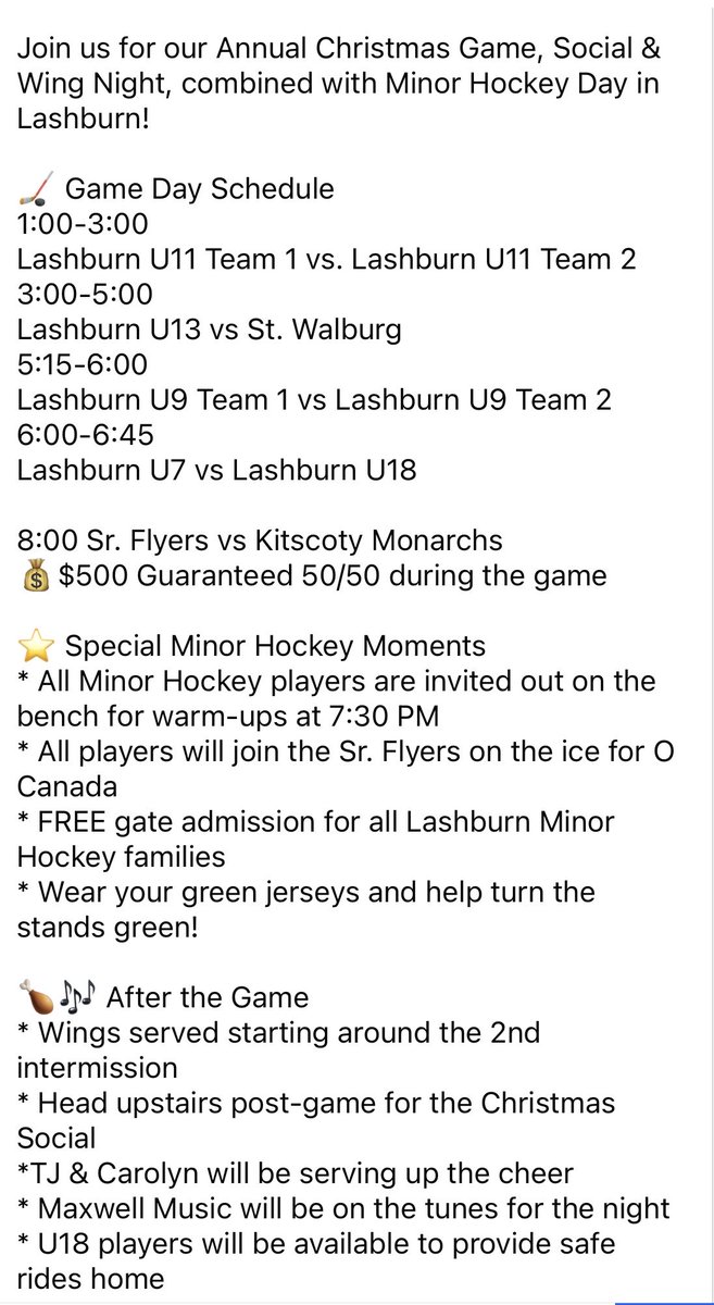 Tomorrow night! Wings &amp; Christmas Social to follow the game!