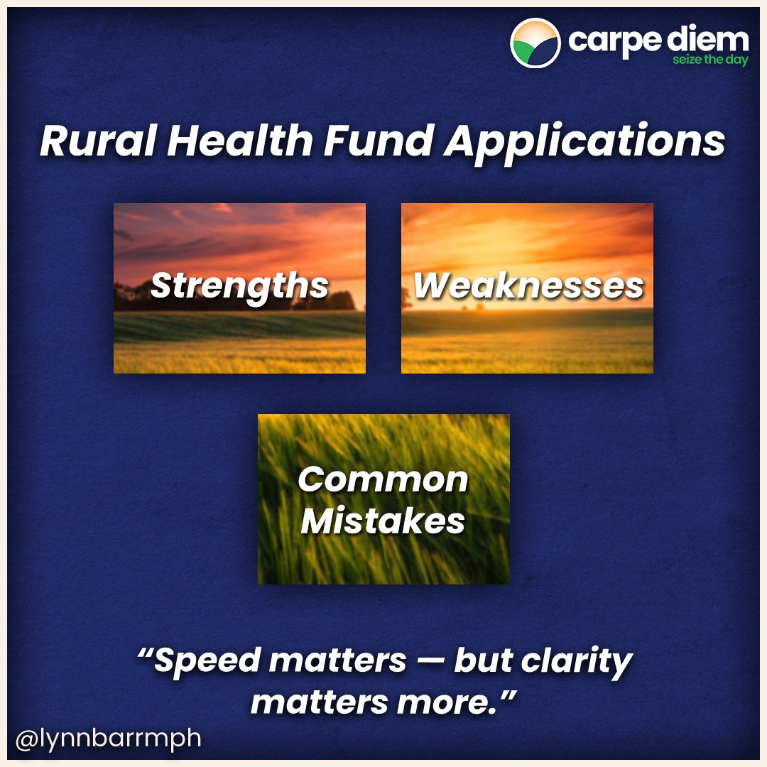 LynnBarrMPH's tweet photo. Patterns are emerging in the Rural Health Fund applications:
- Strengths: Commitments to behavioral health, broadband, and rural care teams.
- Weaknesses: Vague implementation plans. Thin data strategies. Questionable sustainability.
- Common mistakes: Confusing spending quickly with spending well.

This funding is entering a healthcare system with rising costs and fragile incentives. I’ll be unpacking that broader context in the days ahead, because how states use this funding will matter far beyond this moment.