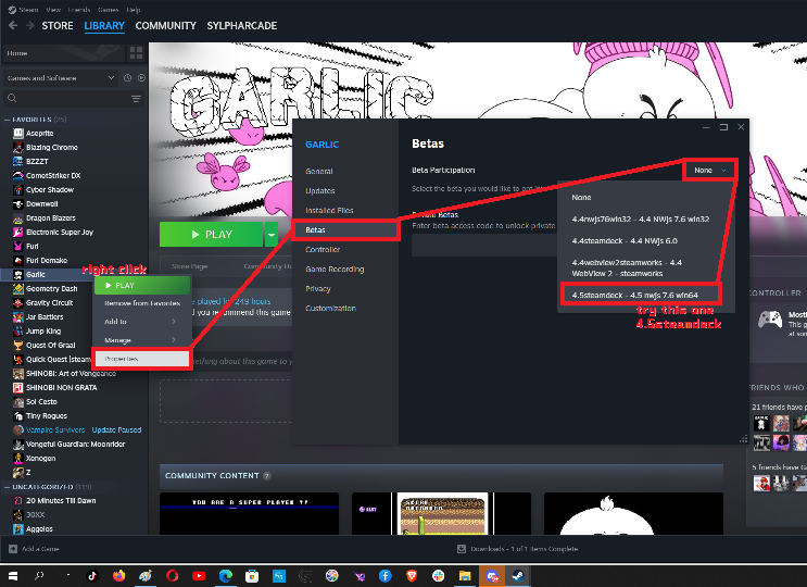 here is a betabranch that should work for #Garlic on #Steamdeck