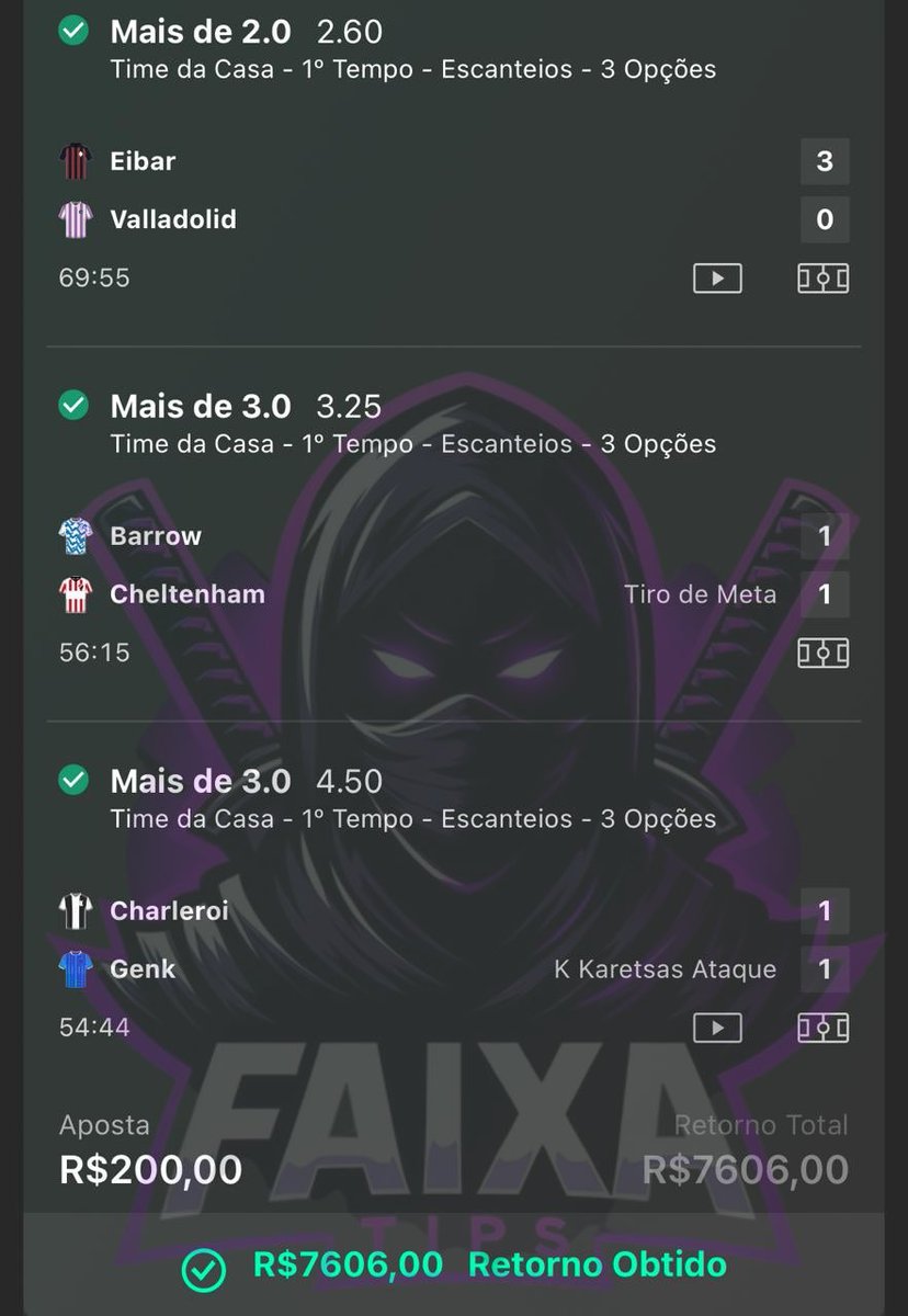 FaixaTips's tweet photo. SEXTOOOOOOOOU🍺🥷

ODD 38✅ ODD 30✅ 
ODD 12✅ ODD 10✅

FINAL DE SEMANA APENAS COMEÇANDO! FORRA ABSURDA🔥🔥🔥 https://t.co/Ug6qQuVnEQ