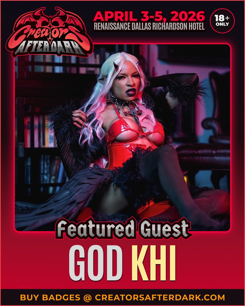 Creators_Events's tweet image. ❤️‍🔥FEATURED GUEST ANNOUNCEMENT❤️‍🔥

Welcome @GodKhi_! Passionate cosplayer, kinkster, &amp;amp; Professional Dominatrix with over 20yrs of knowledge &amp;amp; experience, God Khi combines her love of both fandom &amp;amp; education &amp;amp; prides herself on making fetish engaging, accessible, &amp;amp; empowering. 😍⤵️