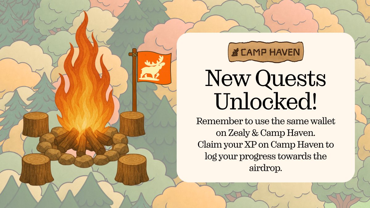New Camp Haven quests are live on <a href="/zealy_io/">Zealy</a>! 🏕️🫎

Learn about our partnership with <a href="/alt_layer/">AltLayer</a> while earning XP that gets you closer to #HAVE! 

Let your curiosity guide you!👇