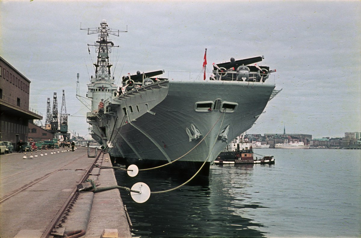 Canadian aircraft carrier HMCS Bonaventure harbouring in Stockholm, during a military event, in June 1965. Photo: Vladimir Ondryas , Wikimedia Commons #RCN