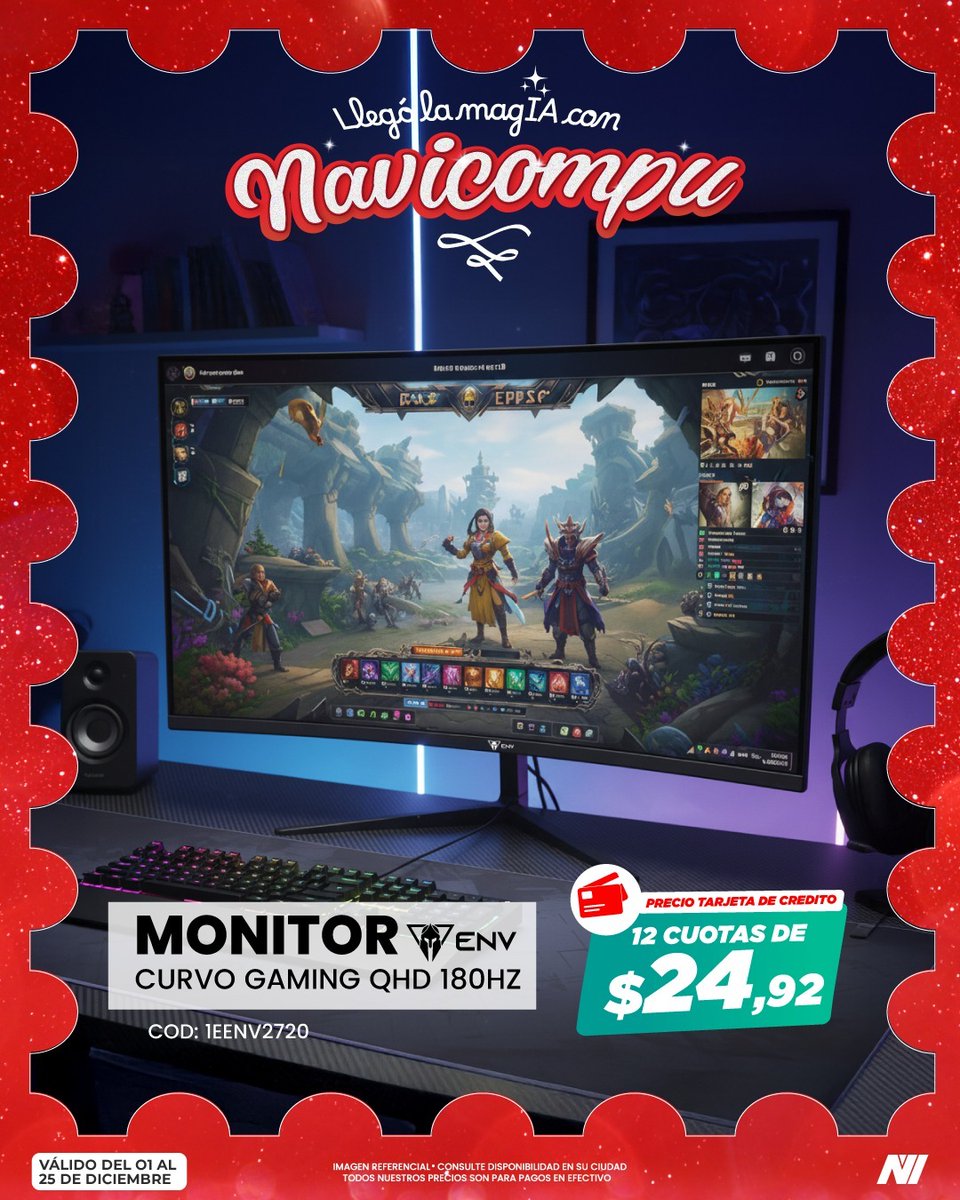 novicompu's tweet image. 🎄✨ Novinauta: monitores para una experiencia gamer sin igual
Elige el ideal para tu zona gamer y difíere hasta 12 meses sin intereses con tu tarjeta favorita. 🎮🖥️

Ven a Novicompu y deslumbra con tu Set Up. 🚀🔥

#Novinauta #Gaming #Monitores #SetUpGamer #O