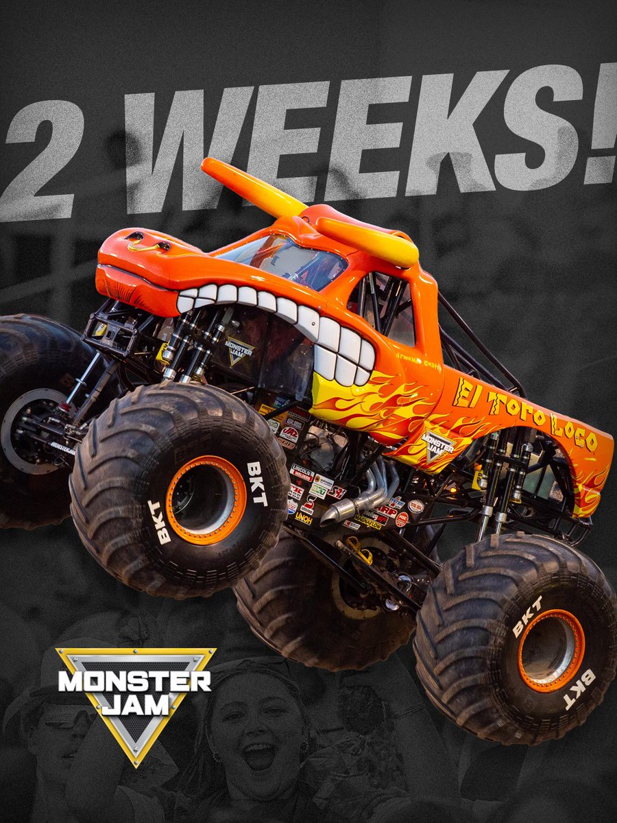 MonsterJam's tweet photo. The countdown is ON! Just 2 weeks until Monster Jam comes back for the 2026 season! 🛞🏁

#MonsterJam #monstertrucks #ElToroLoco https://t.co/3xtY7OIxti