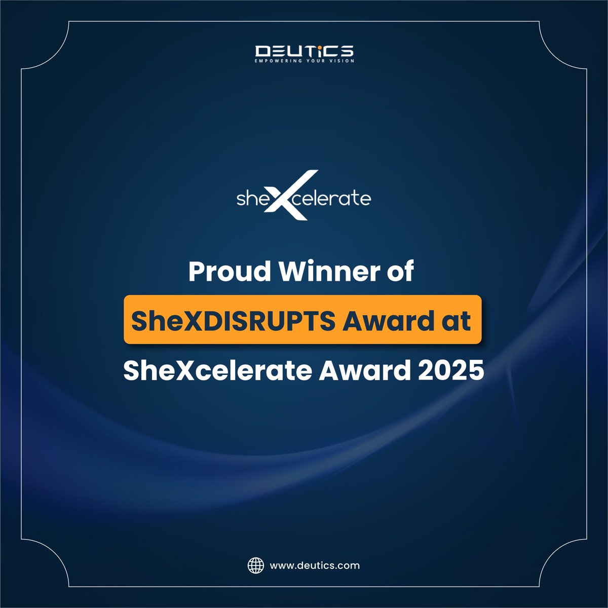 deuticsglobal's tweet photo. A moment worth celebrating at @deuticsglobal  

Our Co-Founder, @ansha_nawaz , has been recognized with the SheXDisrupts Award by #sheXcelerate. https://t.co/6YAcaKoxHr
