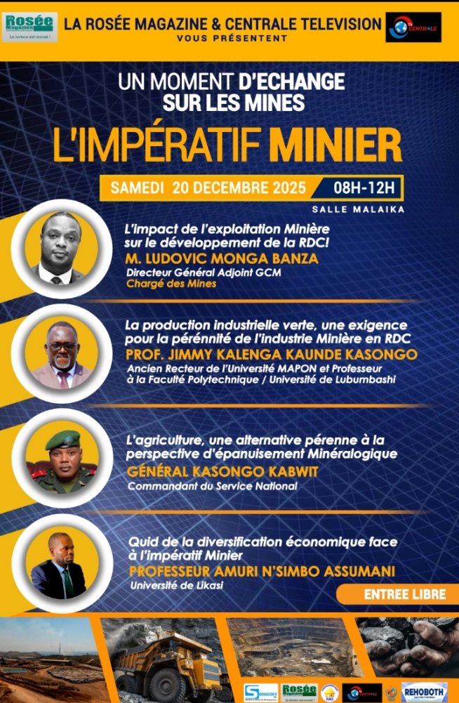 Déjà à Likasi,  pour la conférence sur l’Impératif Minier. Rendez-vous demain à partir de 9h00. SALLE MALAIKA. Merci à Gabriel pour l'accueil.