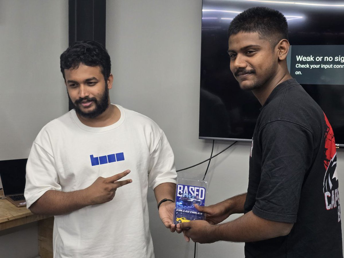 Web3_kerala's tweet photo. Had a great time at the Base App Launch Party yesterday. 

We created a Based Collectibles on the design of @jessepollak driving the car, it looks great by the way. We shared the merch with the participants who answered the questions. 

The #BasedIndia contest was announced, and we talked a lot about the opportunities, what they are building.