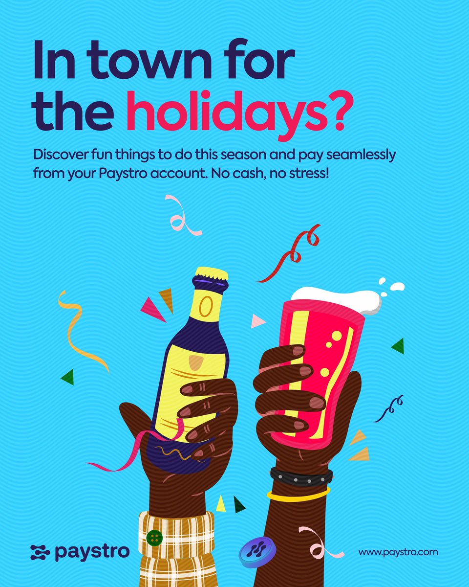 HeyPaystro's tweet image. 🎟️ No Dulling December!
We’re giving our Paystro users event tickets 🥳 From meals to tickets to any spending at all, Paystro dey for you all through December 💸✨
Step out, have fun, and pay easy with Paystro, no stress on looking for naira 😌
#Paystro
#Decembizzyy
#WeOutside