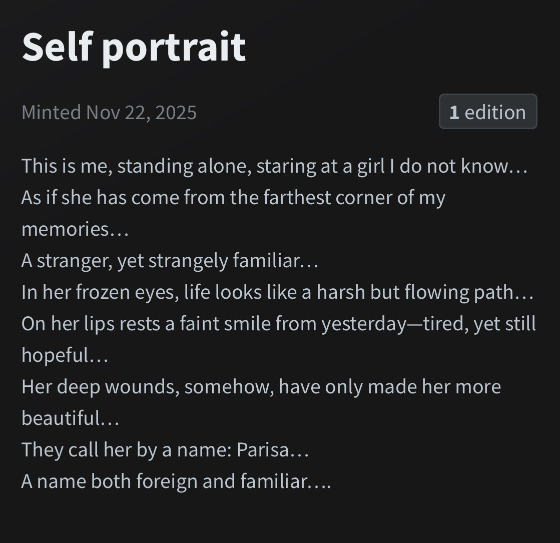 Self portrait 
1/1

Available on objkt 
Link🔻