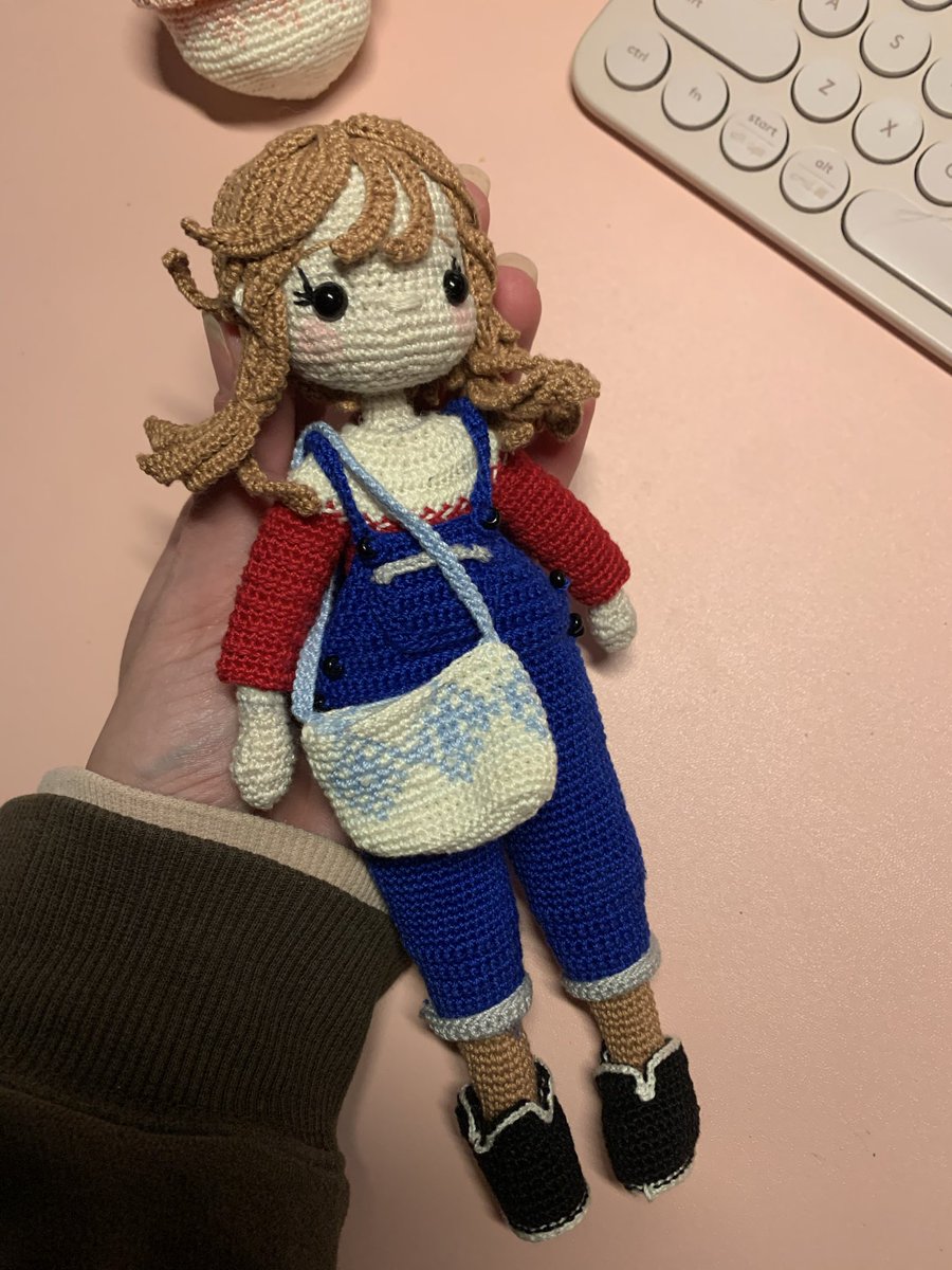 she’s almost done! all crocheted from size 10 yarn 🧶