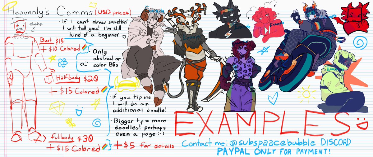 subspaace's tweet image. hi im taking art commissions because i am struggling to afford food and pay bills and its getting to a point that some days i just have to accept that theres no food and i gotta Starve for a lil 😭 embarrassing to say but whatever this is Urgent kind of I Think.... Ok bye