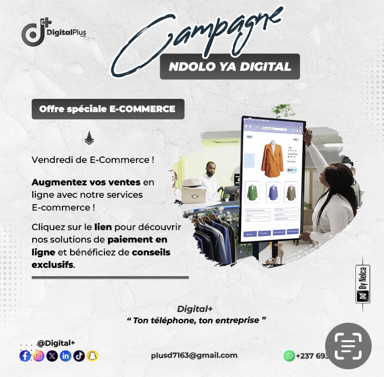 Digitalplus237's tweet image. 🌟 VENDREDI DE E-COMMERCE ! 

🔥 Boostez vos ventes en ligne avec #ECommerce ! 🚀 Découvrez nos solutions de paiement &amp;amp; conseils exclusifs 👉 forms.gle/YaJjoSubD24FMK…

 #VenteEnLigne #DigitalPlus #HeraAgenceDigital