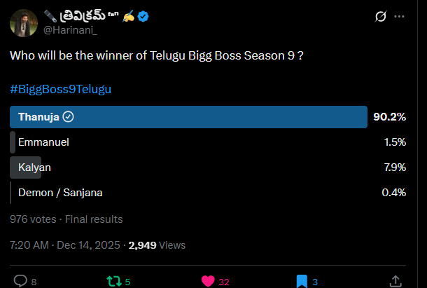 granduer143's tweet photo. @Harinani_ Mass brutal mass by 'Thanuja'
#Thanuja outmasterd others
VOTE FOR THANUJA
#VoteForThanuja
#ThanujaPuttaswamy
#BiggBossTelugu9 https://t.co/nF1pjtRexO