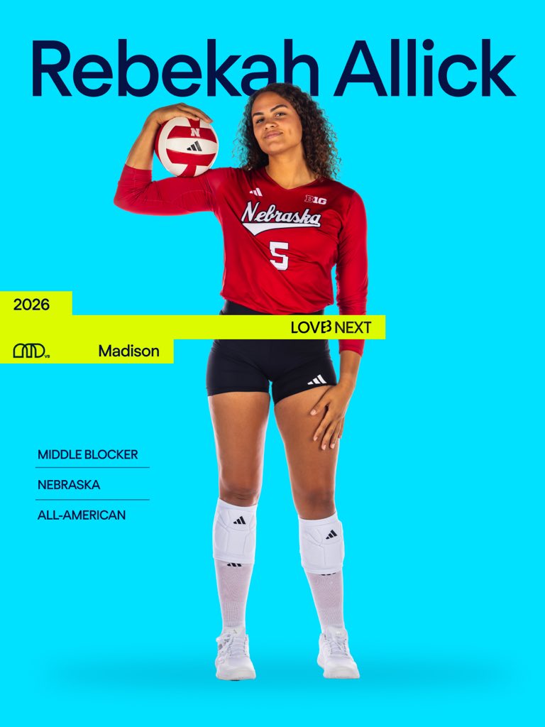 THE Rebekah Allick is coming to Madison! please join us in welcoming Rebekah to the squad 🩵 Her many honors include 2x Second Team All American, 3x All-Big 10 Selection, and 3x AVCA All Region Selection. Welcome, Rebekah!