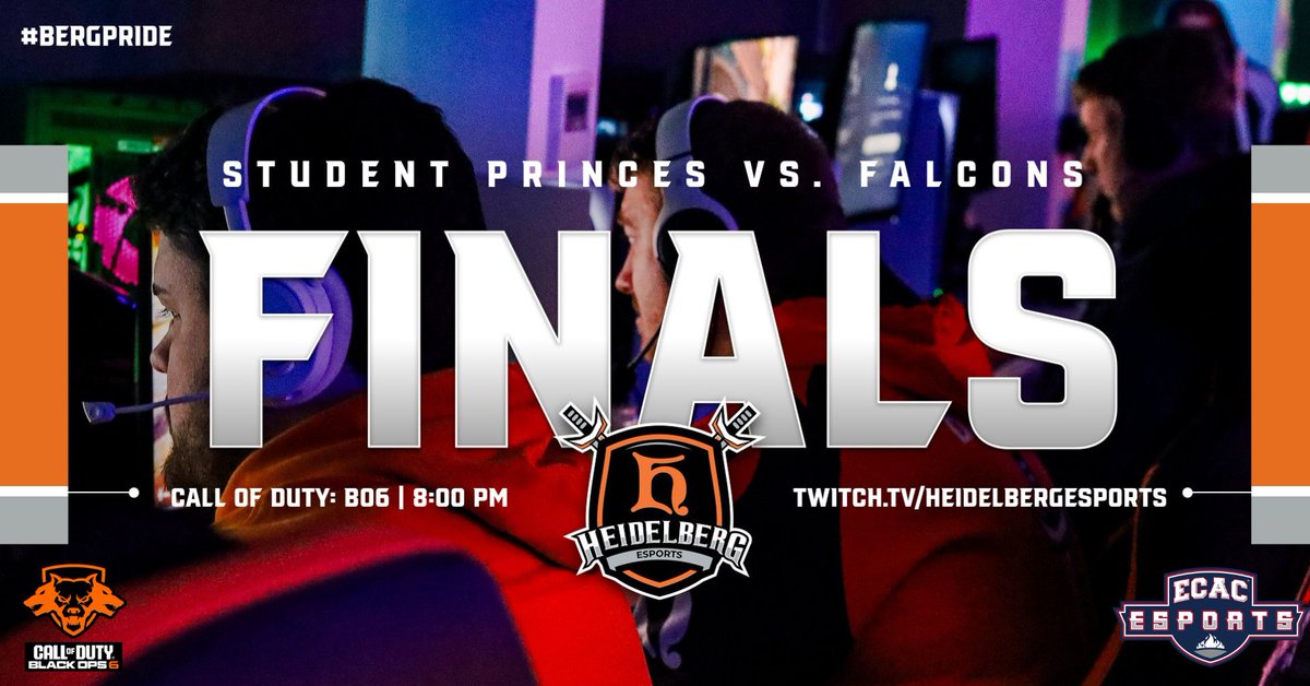 BergEsports's tweet photo. The Heidelberg Call of Duty team will be taking on Southeastern Illinois College in the ECAC Division C Finals TONIGHT at 8:00PM EST!!!

You can catch all the action live at https://t.co/f8h34IzFwP

#bergpride #makehistory #goberg https://t.co/F4McbxyyQv