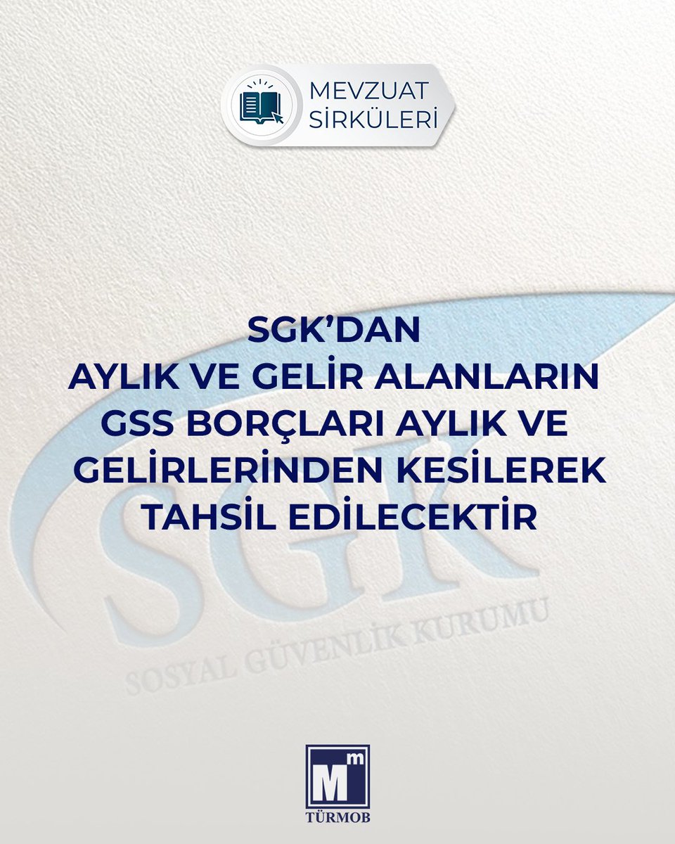 SGK’dan Aylık ve Gelir Alanların GSS Borçları Aylık ve Gelirlerinden Kesilerek Tahsil Edilecektir ➡️ turmob.info/3YnLxBP

#türmob