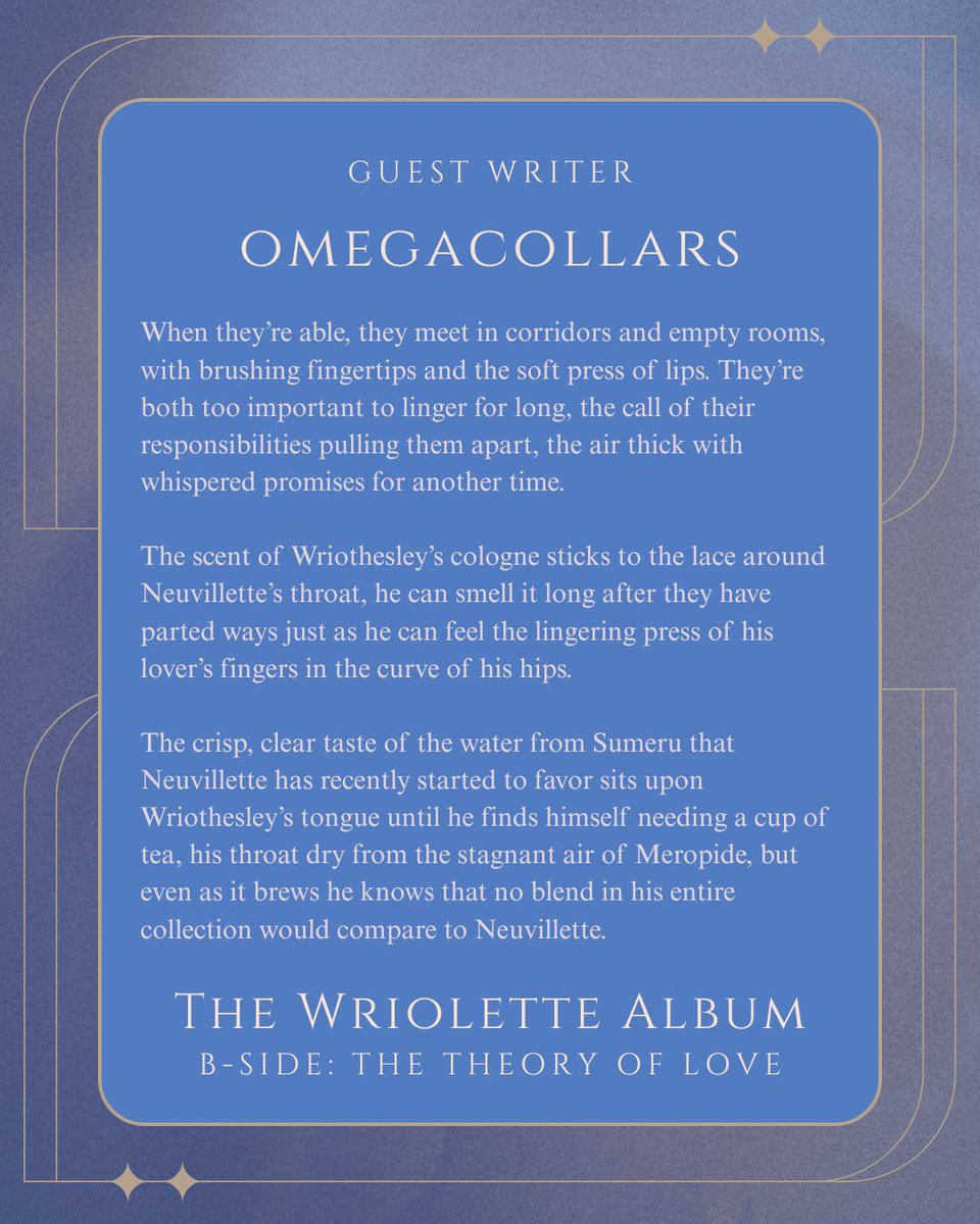 Introducing <a href="/omegacollars/">berry ☁️ Ω lxc ceo</a>, guest writer for Sweetest Sin from The #Wriolette Album: The Theory of Love!

The scent of a lover's cologne is enough to make one insatiable~ 

Pre-save the album on Spotify/iTunes to be notified on release day: distrokid.com/hyperfollow/da…