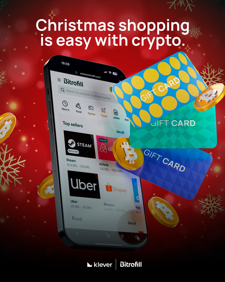 This Christmas, turn your crypto into gifts 🎁 Buy gift cards directly in Klever Wallet and surprise the ones you love.

Simple, fast, and effortless ✨