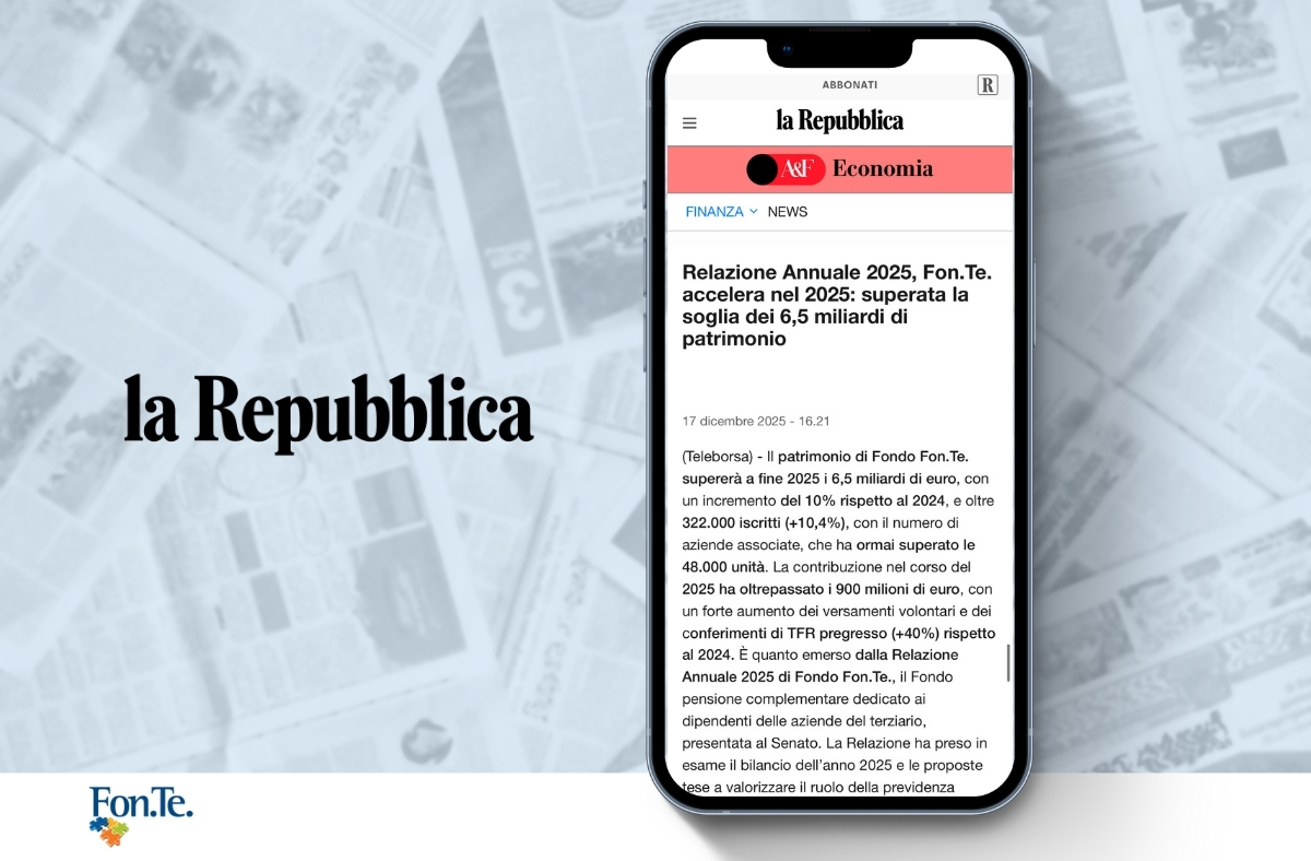 🗞️ Rassegna stampa: Quarta Relazione Annuale di #FondoFonTe

🔎 Nella gallery gli estratti dei principali articoli dedicati all’evento.

Su <a href="/sole24ore/">IlSole24ORE</a> la video intervista al Presidente di Fondo Fon.Te. <a href="/MaurizioGrifon1/">Maurizio Grifoni</a> ➡️ t.ly/j-F9m