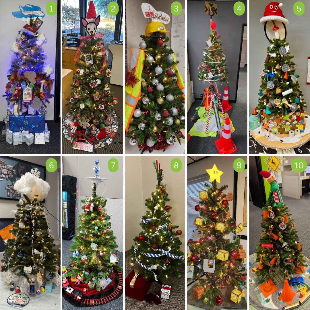 GCW_Eng's tweet photo. 10 teams brought their creativity to this year’s GCW Holiday Tree Decorating Contest!

Which tree do you think will take the top spot?
Comment with the number of the tree you think will win (1–10).

#LifeAtGCW #HolidaySpirit #CompanyCulture #GCWEngineering https://t.co/uv8VrwrriP