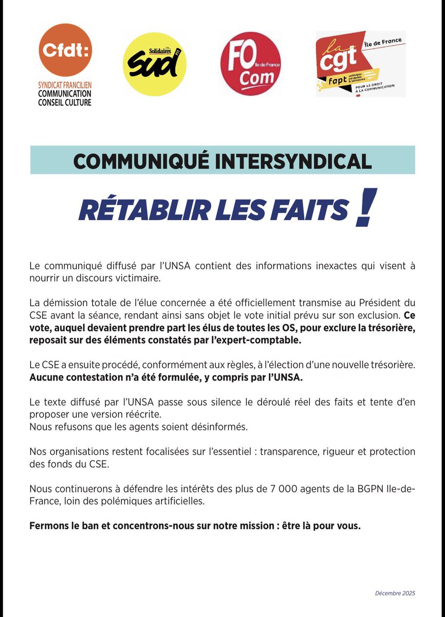 Rétablir les faits !