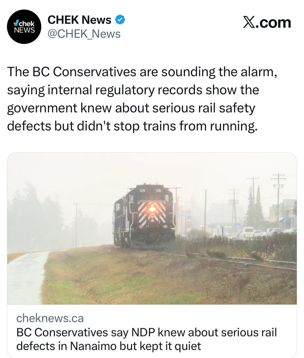 This is what NDP mismanagement looks like.

Rail safety professionals spelled it out in black and white: tracks in Nanaimo were too dangerous to safely carry hazardous materials yet propane tank cars carrying 131,000 litres kept moving.

Rotten ties. Missing bolts. No maintenance