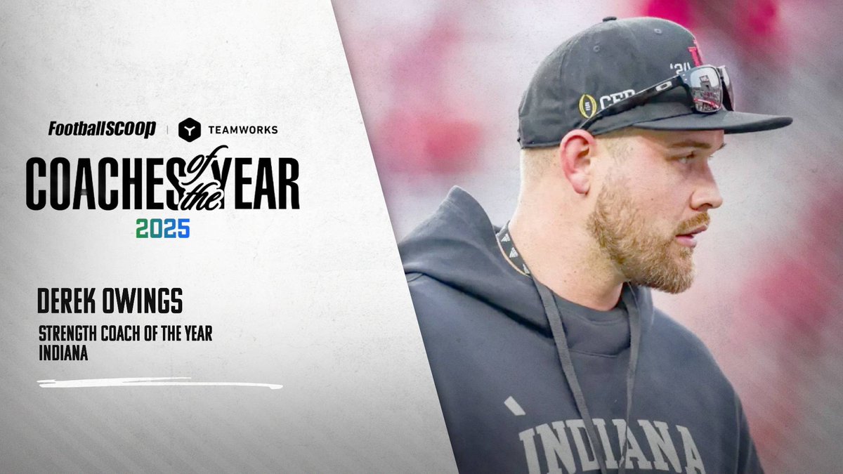 FootballScoop's tweet image. Prior winners selected @owingsderek of @IndianaFootball 2025 Strength &amp;amp; Conditioning Coach of the Year footballscoop.com/2025/12/19/der…
