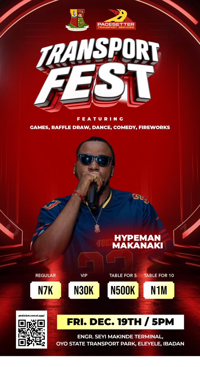 OyoPts's tweet photo. Transport Fest 1.0
Hypemen line up for today
Ticket🎫:
https://t.co/FeBkcl78rA
📅 Friday, 19th Dec 2025
⏰ 5PM till Dawn
📍 Engr. Seyi Makinde Terminal, Eleyele, Ibadan #pacesettertransportservices #transportfest1_0
#vibingdecember https://t.co/drPggNjhmT