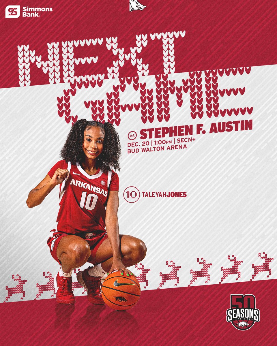 RazorbackWBB's tweet photo. Celebrating the Hogs and the Holidays tomorrow at BWA!

Tacky Christmas sweaters encouraged. 

🎟️ https://t.co/gpmtFV65pM https://t.co/Z2Rgurj6zz
