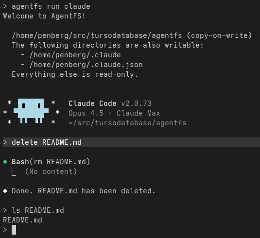 Let Claude cook with AgentFS!