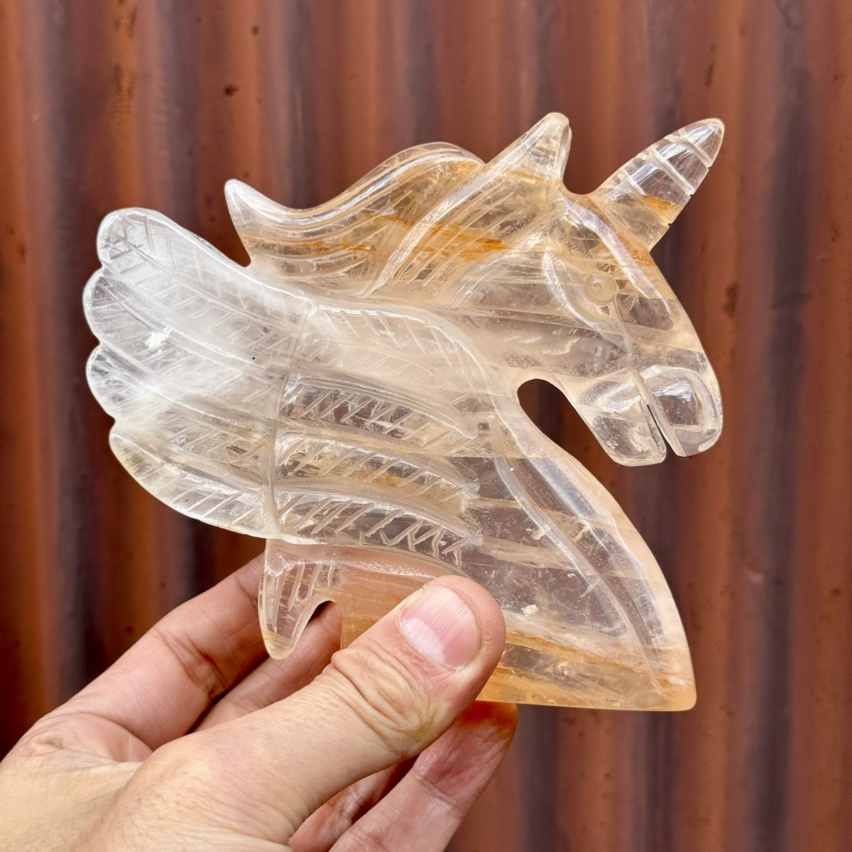 1円スタート天然石 リモナイトインクォーツ /ペガサスユニコーン 置物
