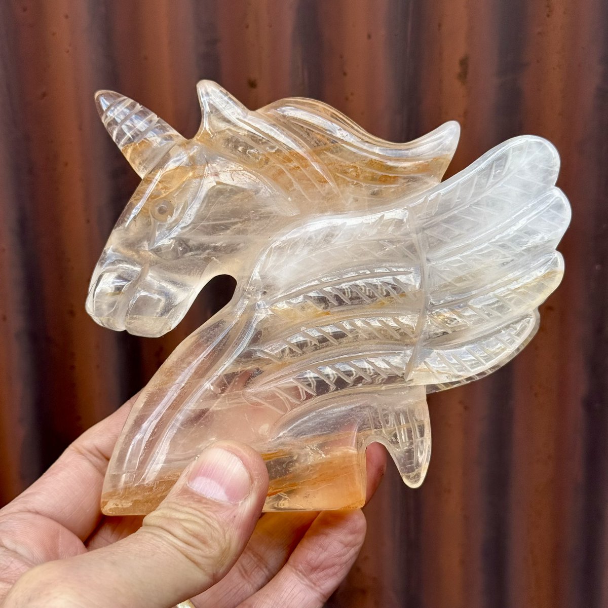 1円スタート天然石 リモナイトインクォーツ /ペガサスユニコーン 置物