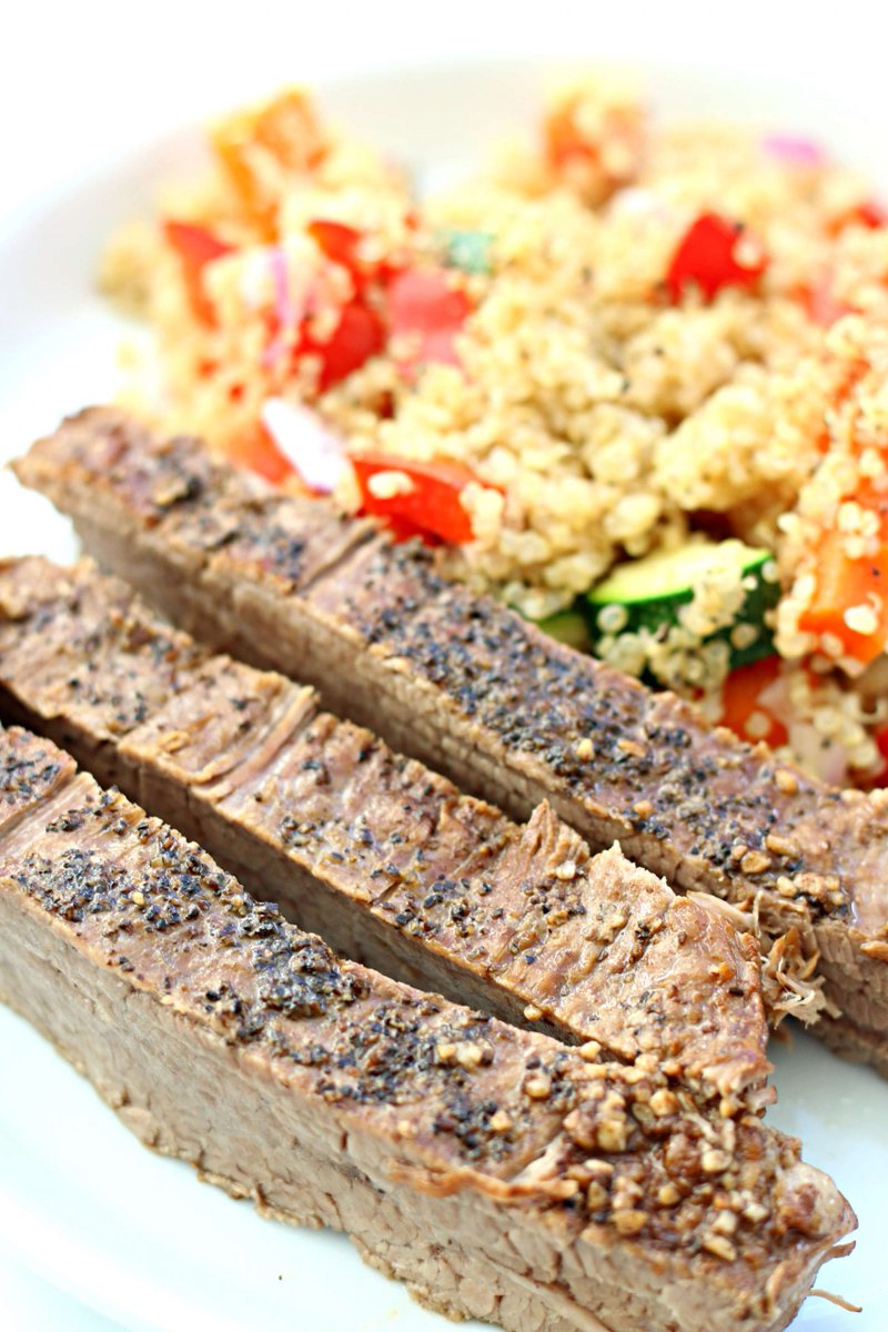 Flank steak from your Instant Pot complete with a garlic-balsamic marinade and glaze! YUM! 365daysofcrockpot.com/instant-pot-fl…