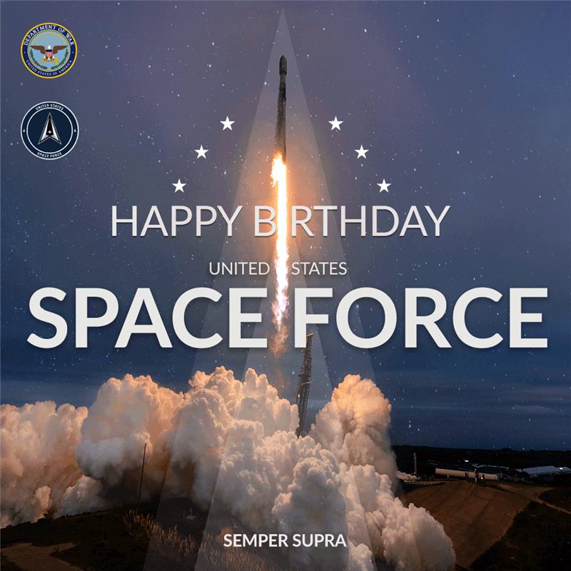 DeptofWar's tweet image. Today marks the sixth birthday of the @USSpaceForce.

Guardians stand watch in the most demanding domain, protecting our nation with precision and resolve.

Their mission strengthens America’s deterrence. SEMPER SUPRA.