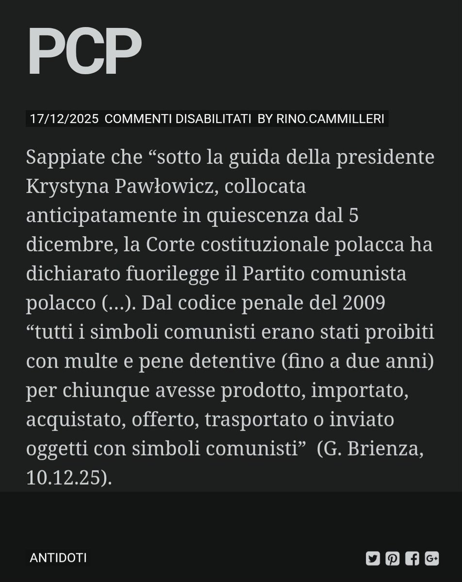 Elmulta1's tweet image. Intanto in Polonia hanno proibito tutti simboli comunisti. Chi ha assaggiato il regime comunista sa perfettamente come si vive e lo tiene lontano come una mortale peste bubbonica (dal blog di @rinocammilleri)