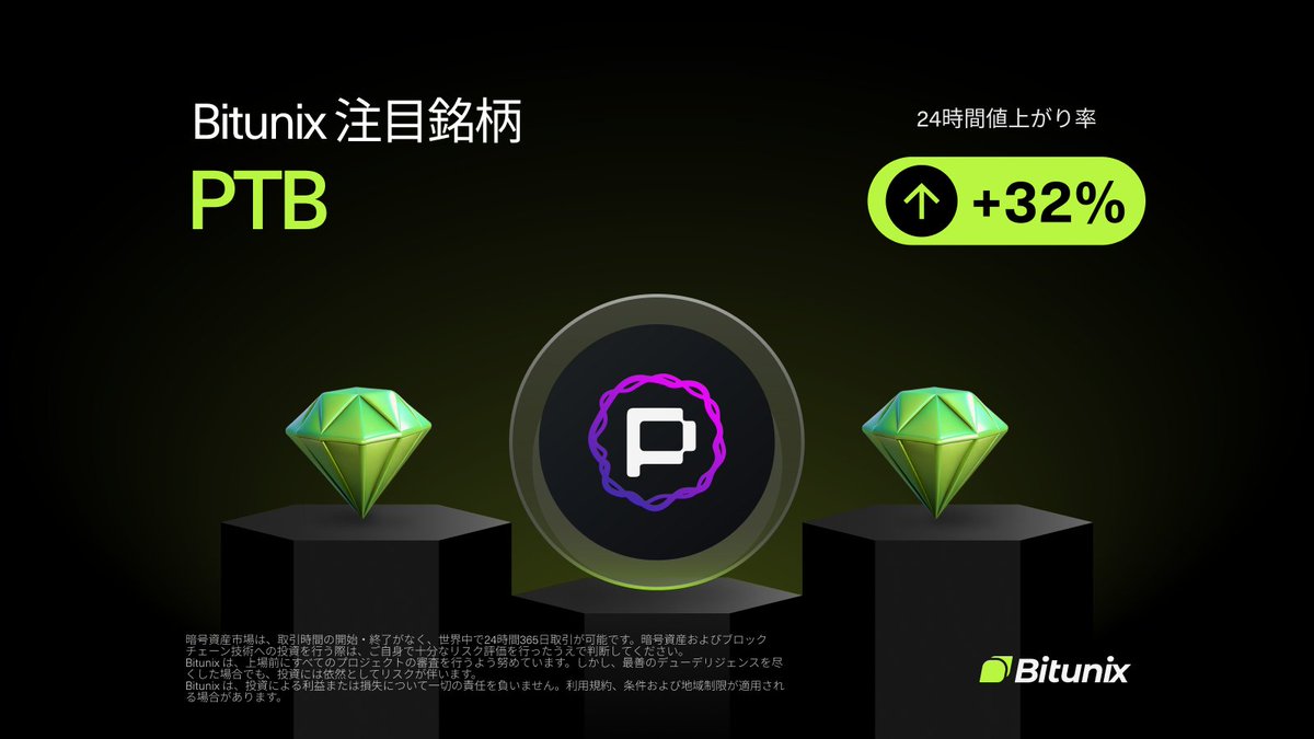 BitunixJP's tweet image. 💎 BITUNIX 注目銘柄💎

$PTB
📈 24H値上がり率: +32%
🚀 今すぐ取引 bitunix.com/p/4Q6d