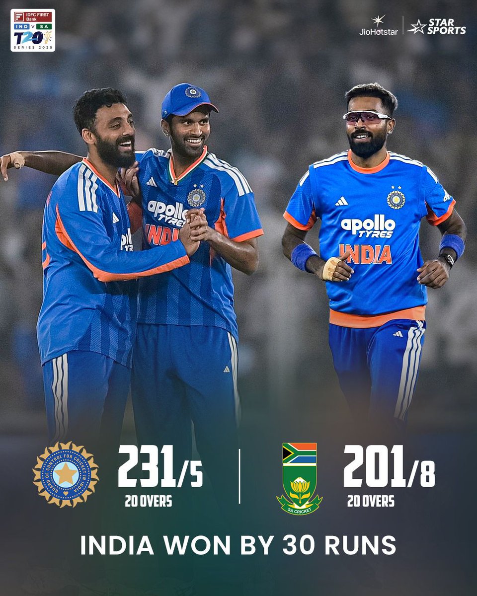 *Series sealed! 🇮🇳💥🔥*

India 💙 make it 3–1 and secure their 8th straight bilateral T20I series win, powered by standout performances from Bumrah, Varun Chakaravarthy, Abhishek Sharma, Hardik Pandya &amp; Tilak Varma! 💪❤️😍

🇮🇳 🆚 🇿🇦 5th T20I Match