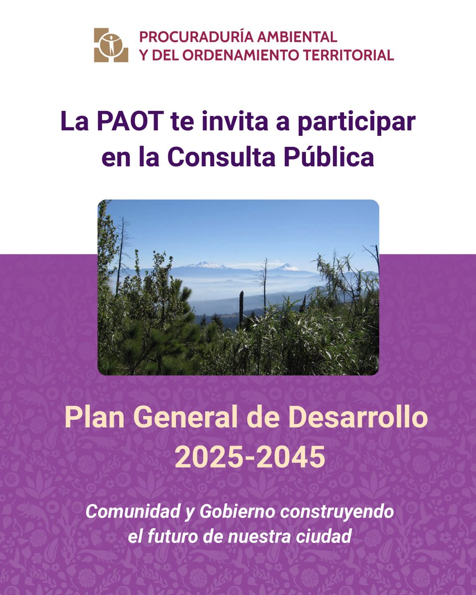 PAOTmx's tweet photo. 🚨 Participa con @planeacioncdmx en la Consulta Pública del Plan General de Desarrollo 2025-2045.
👉 Tu opinión es clave para construir el futuro de nuestra ciudad: https://t.co/Muq8mpzltL https://t.co/djJF60rahj