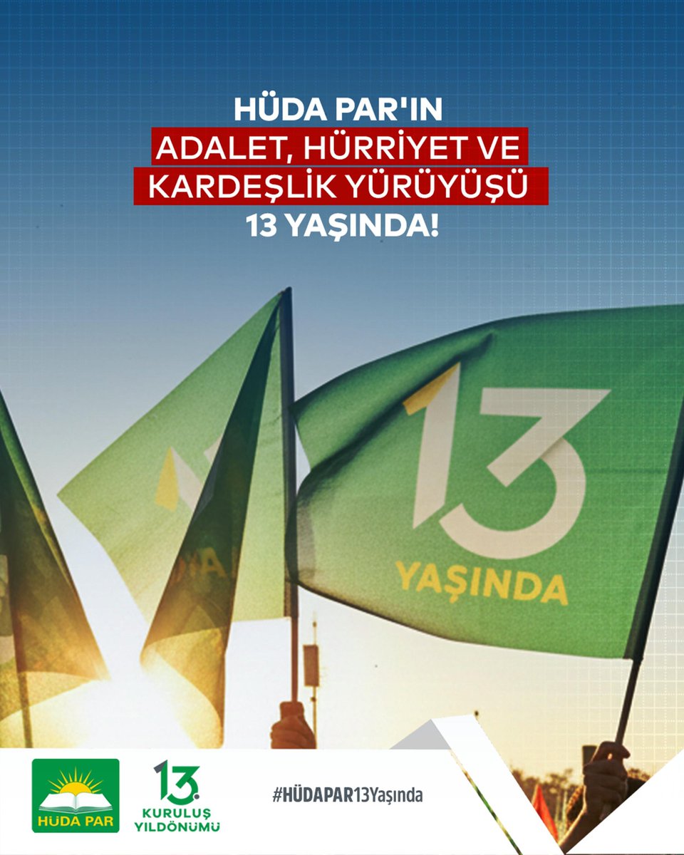 Hayırla, umutla, kararlılıkla nice yıllara HÜDAPAR 
#HÜDAPAR13Yaşında