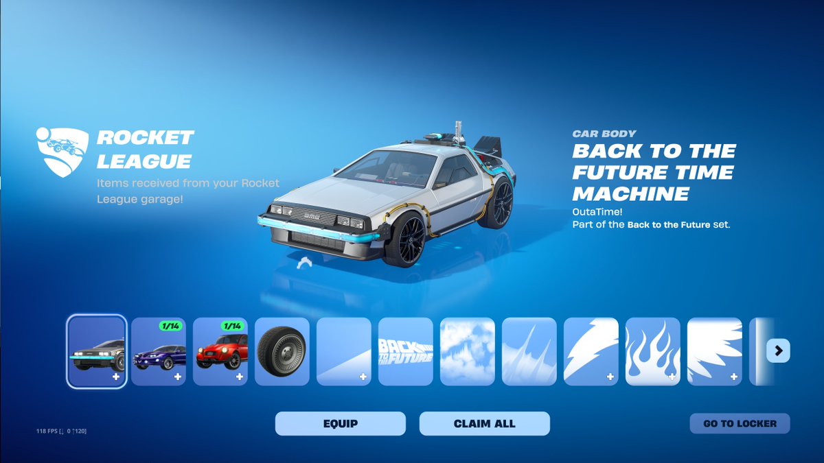 Fortnite is now granting the DeLorean to all players who already own it in Rocket League 🚨