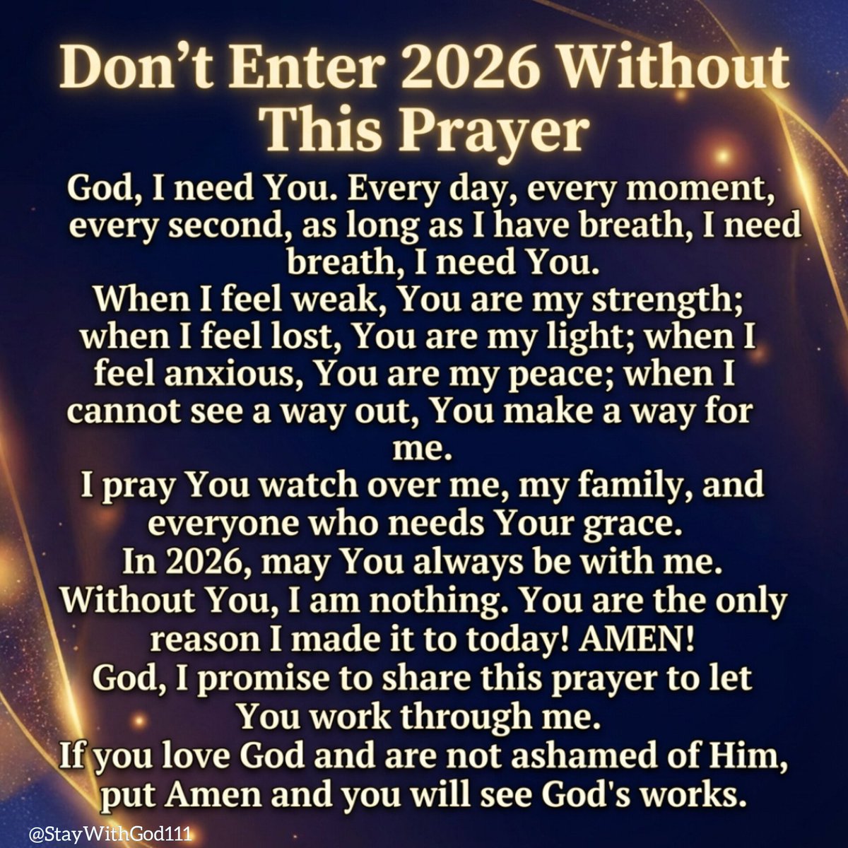 StayWithGod111's tweet image. Before 2026 begins… say this prayer. Let God lead. #SpiritualReset
