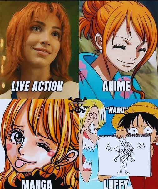 void_561's tweet image. Live-action, Anime, Manga: All beautiful. Then there's the masterpiece by the Future Pirate King😂😂
#ONEPIECE #luffyxnami