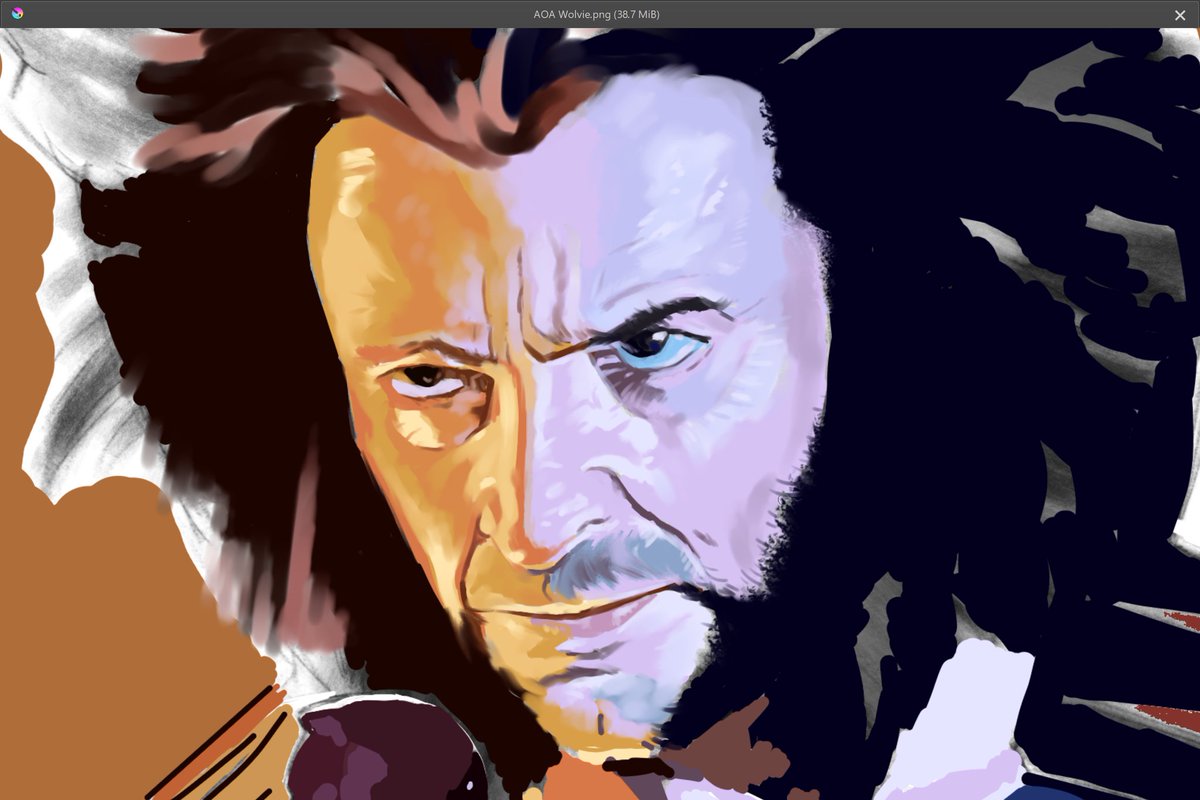 Close-up painted 🎨 progress of #Wolverine, Age of Apocalypse-style. #WIP <a href="/RealHughJackman/">Hugh Jackman</a> <a href="/VancityReynolds/">Ryan Reynolds</a> #art #Krita