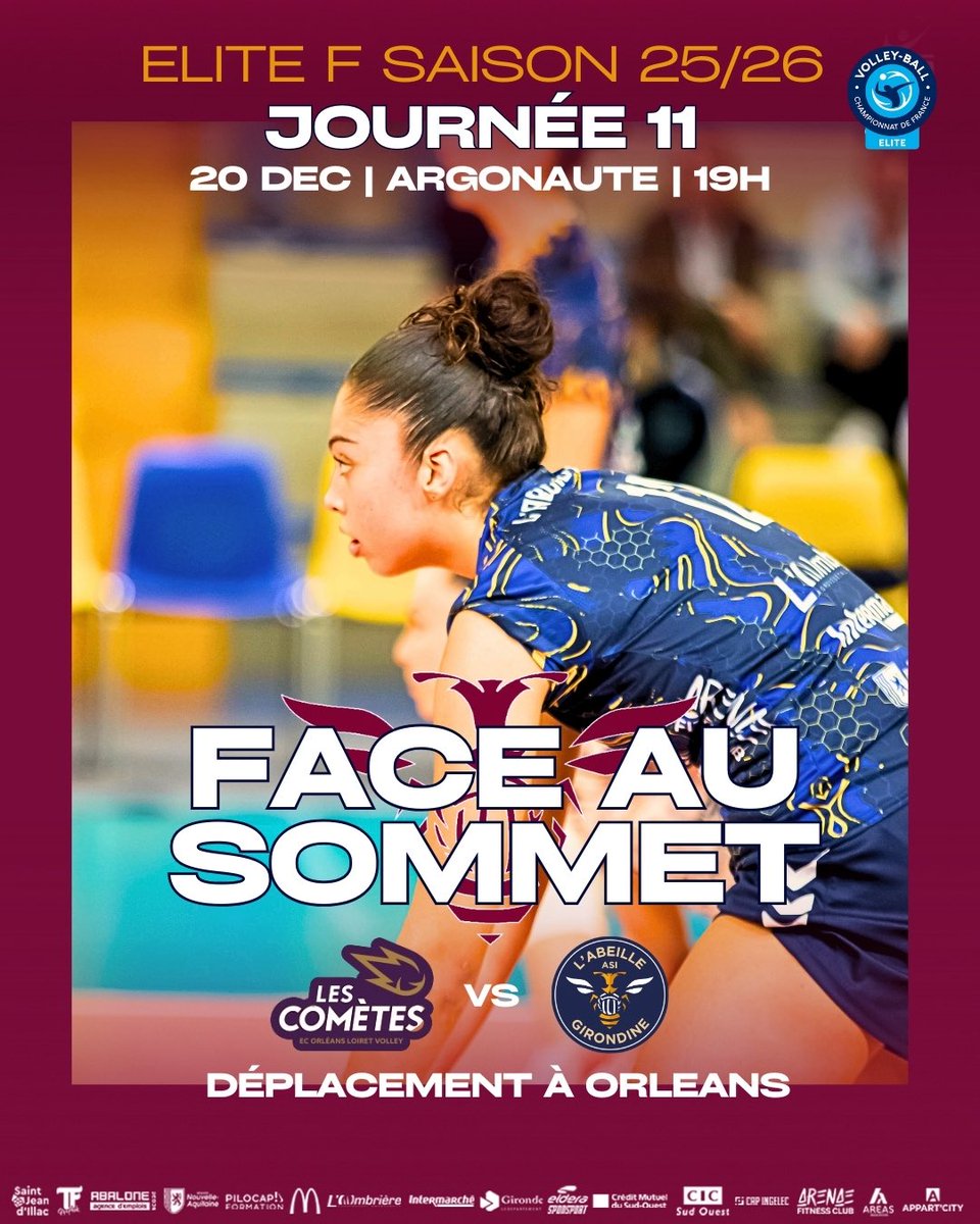 ASIVB's tweet image. [ FACE AU SOMMET ]

Ne rien lâcher. Tout donner.
Notre Élite Féminine défie les leaders : les Comètes d’Orléans 🔥

📍 Orléans – Gymnase Argonaute
🗓 Samedi 20/12 – 🕖 19h
🏆 J11 Élite Féminine

Voler Défendre Piquer