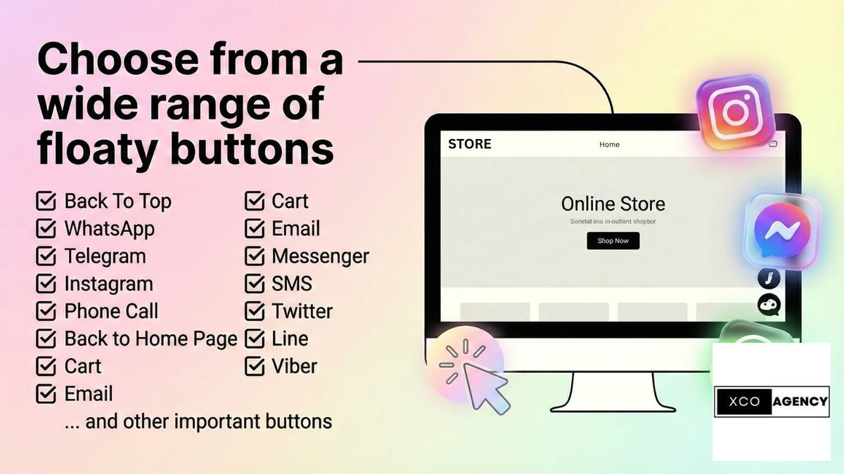 XCOAgency's tweet image. Floaty’s live on Shopify! Instantly add floating social &amp;amp; contact icons: fast, free, customizable. Boost engagement &amp;amp; connect with shoppers. Try it free now! @Shopify #ShopifyApps #Floaty #XCOAgency 👉 apps.shopify.com/floaty