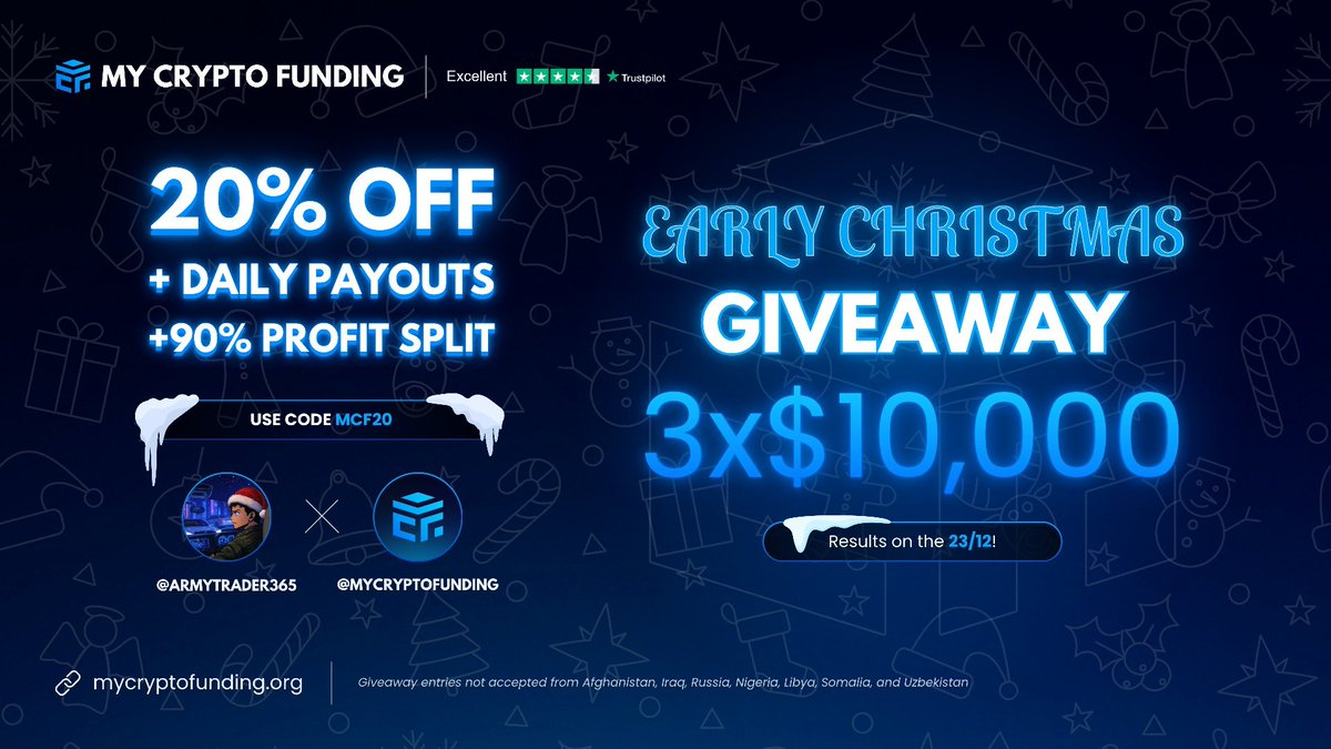 🎁 3 x $10,000 Challenges 🎁

🔹We are giving away three $10,000 trading challenges

🔹How to enter:

🔹Follow <a href="/MyCryptoFunding/">My Crypto Funding</a> <a href="/muthaiah4x/">𝗭𝝨𝗡𝗜𝗧𝗦𝗨 🔱</a> <a href="/armytrader365/">Armytrader 🥷</a>

🔹Like and repost post
🔹Tag 3 trader 
🔹 Trun on notifications 

🔹More tags mean more chances to win

🔹Winners will be