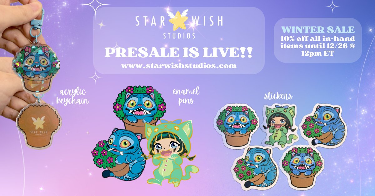 starwishstudios's tweet photo. ✨ PRESALE IS NOW LIVE! ✨ Grab your fave kigu apothecary girl and flower loving tiger today! Our #Kickstarter chubby mahjong kitties are available for purchase too. #WinterSale of 10% off ALL in-hand items available through Fri 12/26 at 12pm ET!

https://t.co/p6G6v57oke https://t.co/SzOJT0IG7A