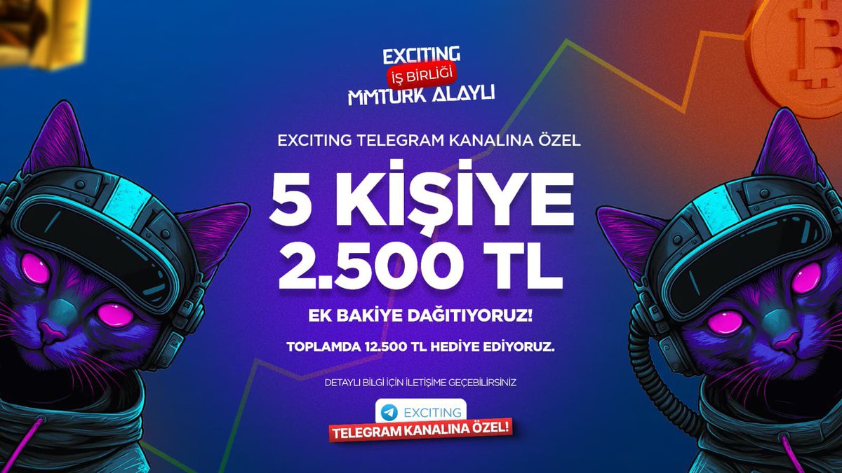 🎁 Kişi başı 2500 TL ÇEKİLİŞ 🎁
5 kişiye 12500 TL ödül  dağıtıyoruz! 🚀
Katılmak çok kolay 👇
1️⃣ Twitter’dan takip et 👉 <a href="/excitingci/">eXcitinG.Eth 🐳</a>
2️⃣ Telegram kanalına katıl 👉 t.me/eXcitinGlobal
3️⃣ Bu gönderiyi RT + ❤️ yap
4️⃣ Yorumlara katıldım yaz
📅 Kazananlar pazar günü açıklacaktır.